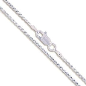1.5mm Sterling Silver Diamond-Cut Rope Chain 925
